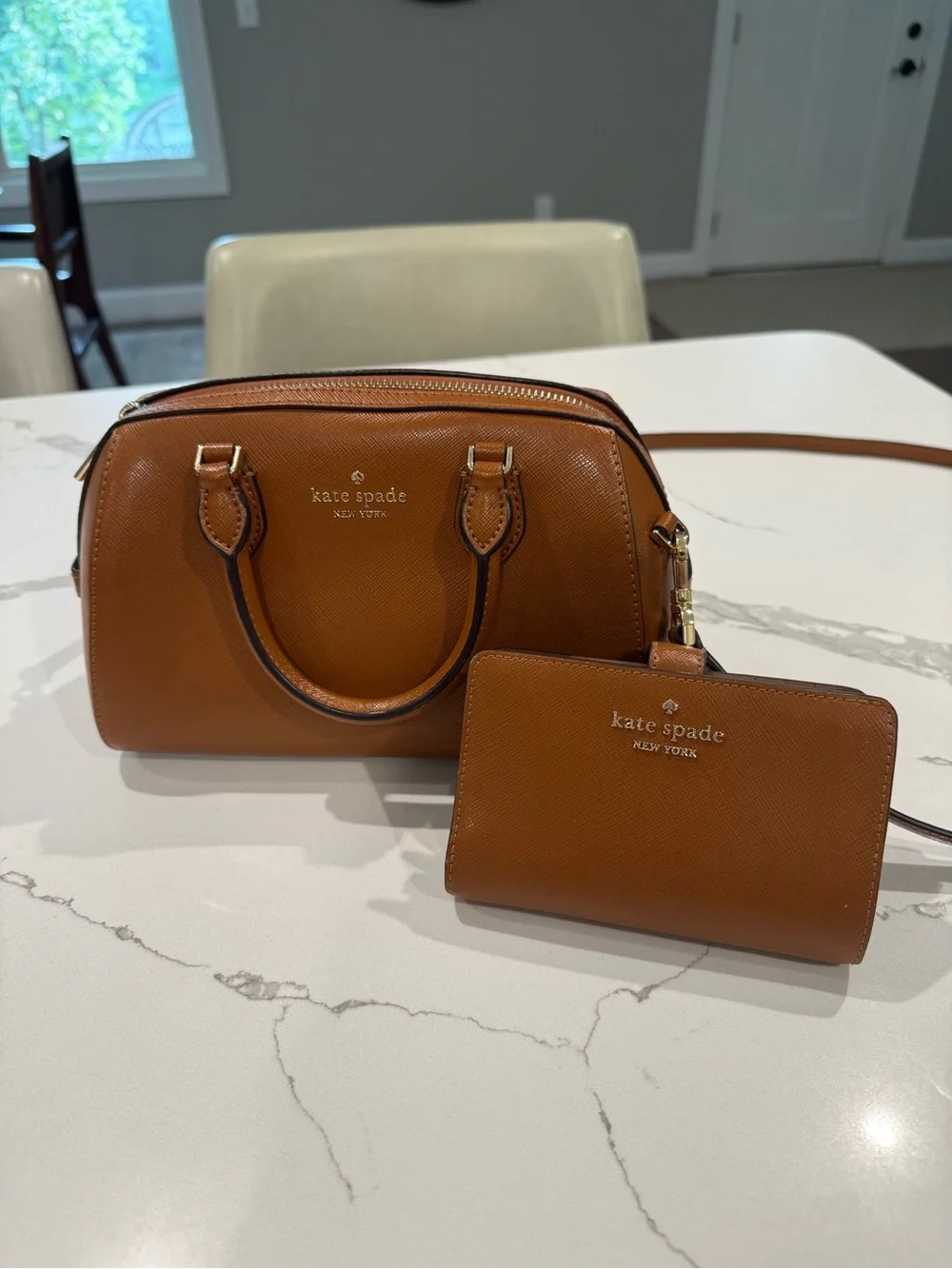 kate spade Small Dome Satchel with Matching Wallet in Saffiano Leather